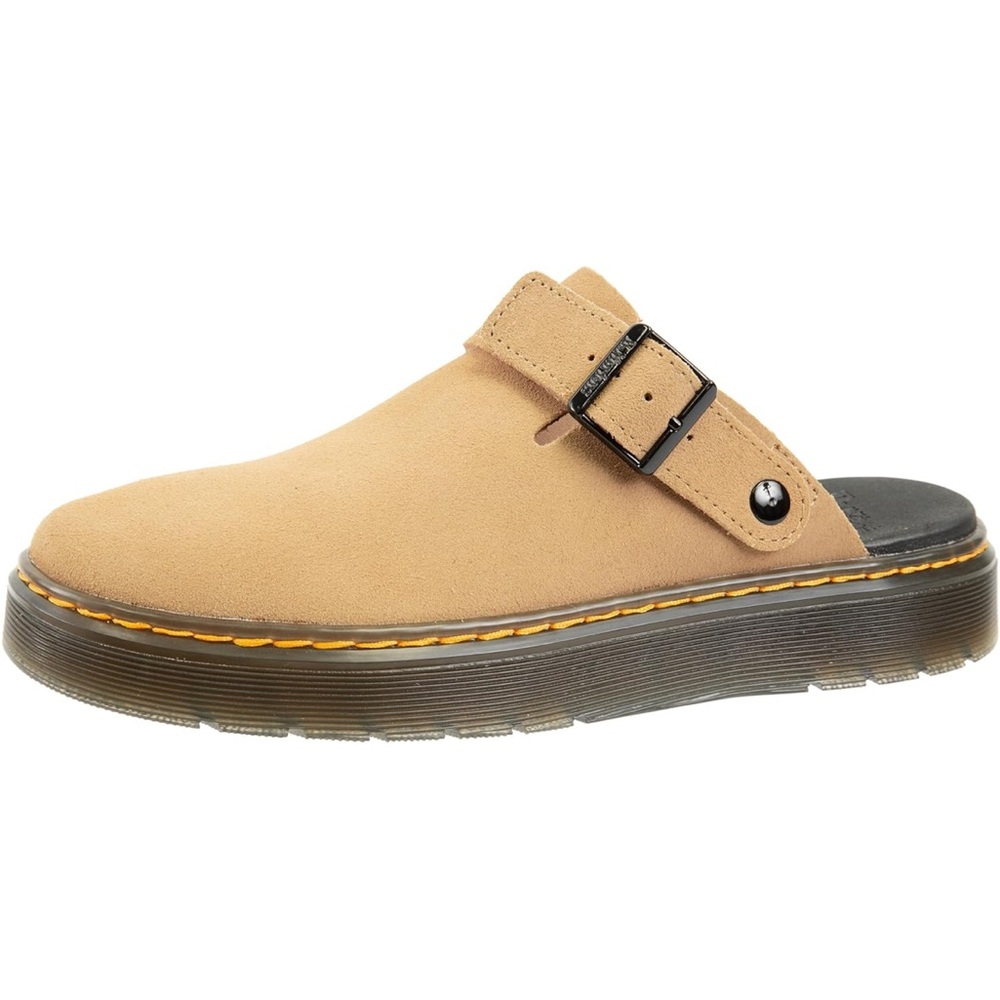 Doc martens Tan Suede Slip-On Clogs with Buckle